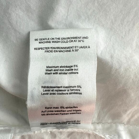 Ganni Puff Sleeve Wrap Top Women Size 40 US 10 Bright White Poplin V-Neck Cotton - Picture 9 of 10